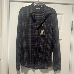 Burberry Casual Black and Gray Plaid Shirt
